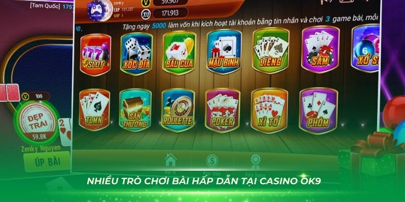 Khám phá nhiều trò chơi bài hấp dẫn tại Casino OK9